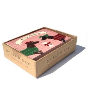 Molly & Rex Dachshund Pair Embellished Christmas Bone Cards (34906), Box of 12